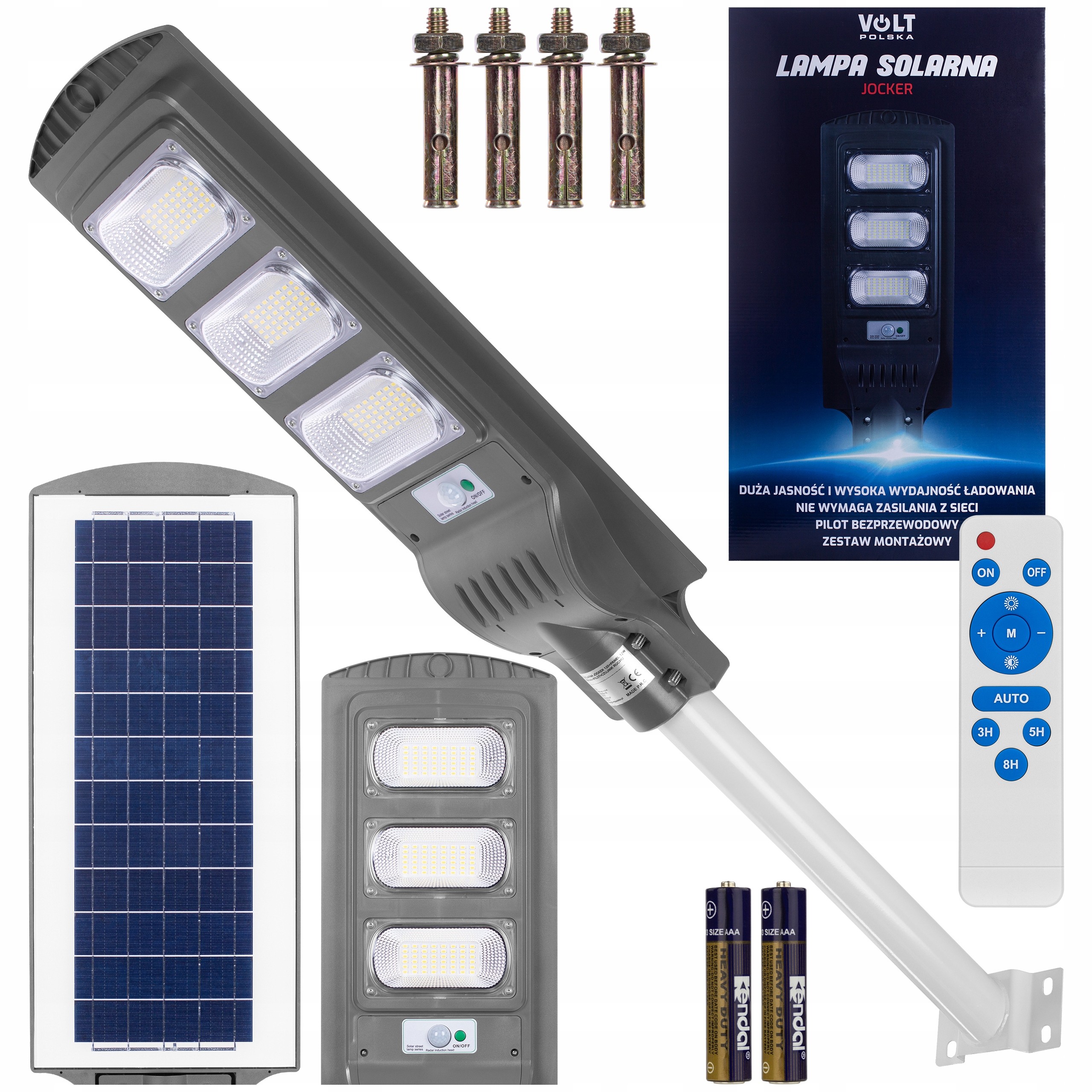 Set Lampa Solara Jocker 120W , Panou solar 12W , Acumulator 12000mAh , Telecomanda - imagine 16